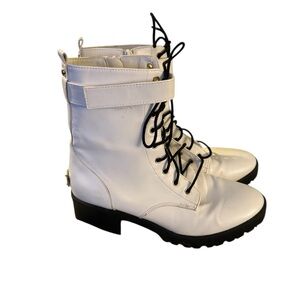Juicy Couture Women 9.5M White Lace Up Combat Boots
